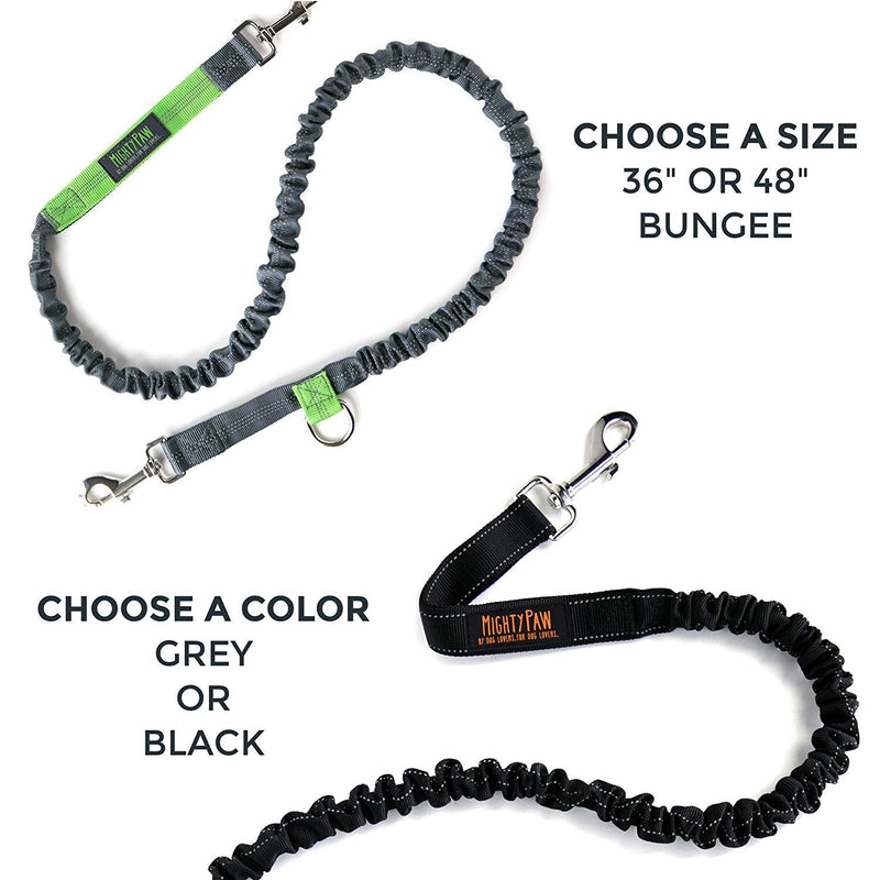 Mighty Paw Hands Free Dog Leash | Premium Runners Pet Lead and Adjustable Hip Belt. Lightweight Reflective Bungee System for Training, Walking, Jogging, Hiking and Running. 36 inch Black - PawsPlanet Australia