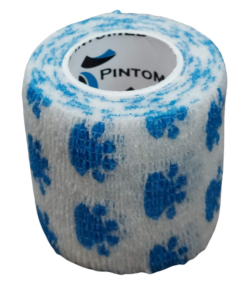 PintoMed- 6 DOG BLUE PAW Cohesive Bandage Stretched 6 Rolls x 5cm x 4.5m Self-adhesive Flexible Bandages, Professional Quality, First Aid Sports Wrap Bandages - Pack of 6 - PawsPlanet Australia