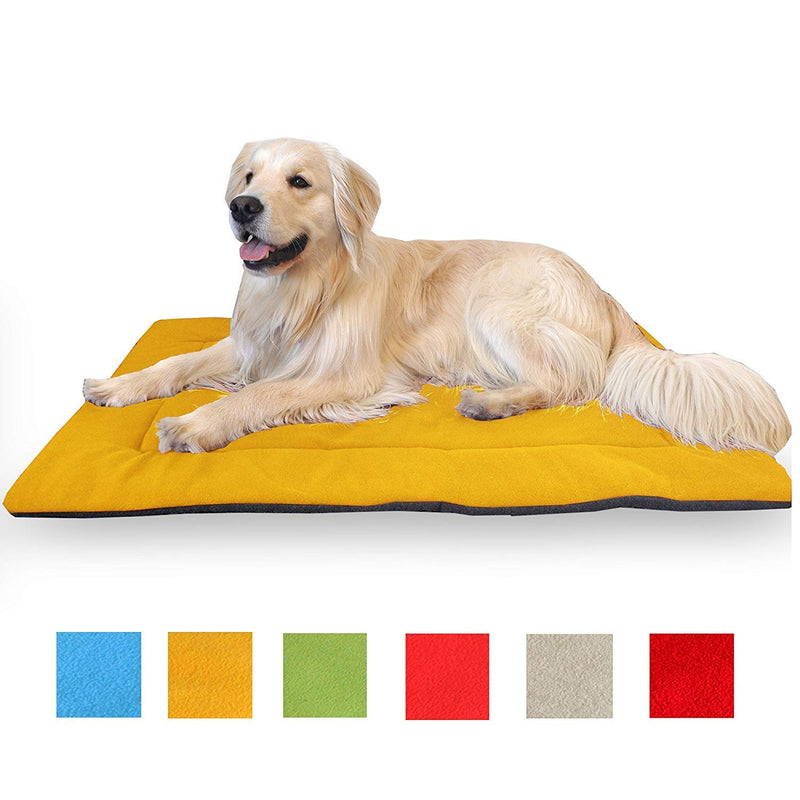 [Australia] - OCSOSO Comfy Soft Warm Pet Dog/Cat Nap Mat Fleece Durable Puppy Sleep Bed Matress Dog Crate Pad (Beige, Maroon, Blue, Green, Orange, Red) Yellow S (23.6 * 17.7 * 1.57 Inch) 