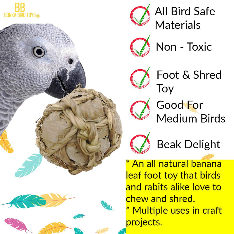 [Australia] - Bonka Bird Toys Seagrass Rope Coconut Fiber Banana Leaf Ball Pack Toy Parrot Foraging Foot Craft Part Talon Cage Banana Leaf Ball 3 Pack 