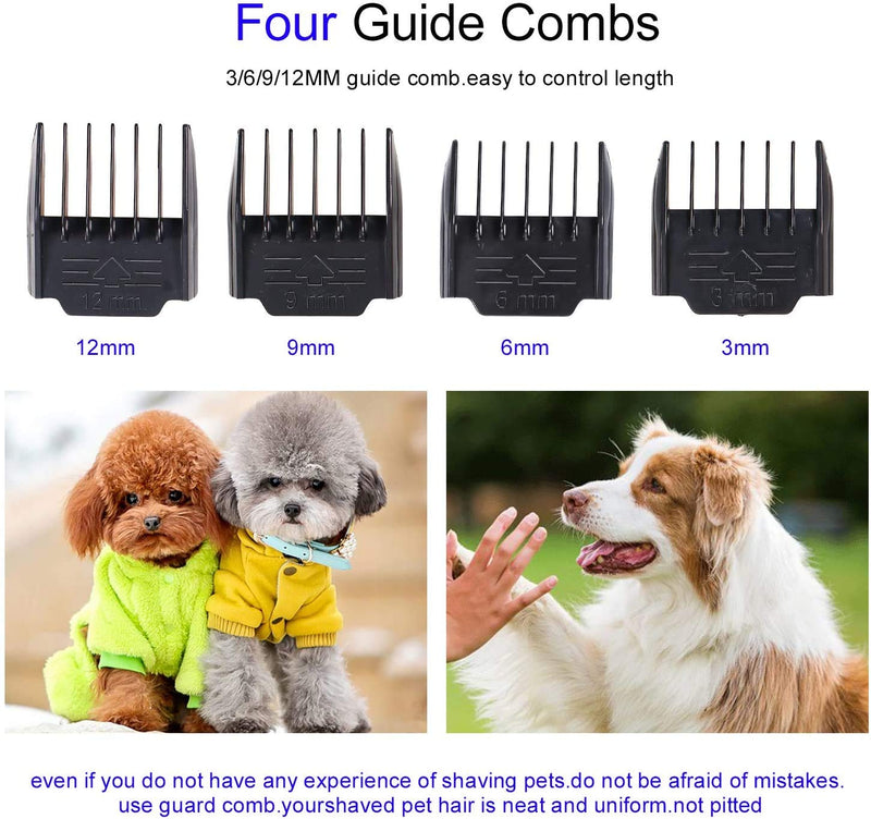 HANSPROU Dog Shaver Clippers High Power Dog Clipper for Thick Heavy Coats Low Noise Plug-in Pet Trimmer Pet Professional Grooming Clippers with Guard Combs Brush for Dogs Cats and Other Animals Black - PawsPlanet Australia