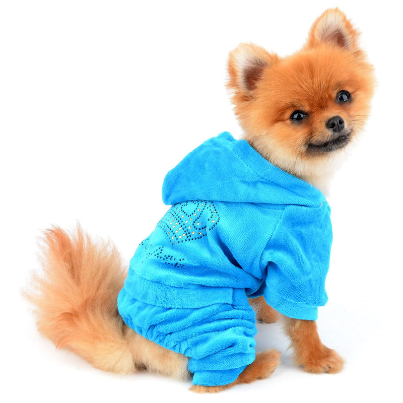 SMALLLEE_LUCKY_STORE pet Jumpsuit,pet Pajamas,pet Outfits,pet Suit,pet Hoodie,Girl Dog Clothes XS(Chest:11.5" Back:7.5", fit 2-3lbs) Blue - PawsPlanet Australia