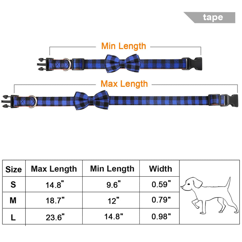 [Australia] - Vaburs Dog Bow Tie, Dog Cat Collar with Bow Tie Buckle Light Plaid Dog Collar for Dogs Cats Pets Soft Comfortable,Adjustable Medium Blue 