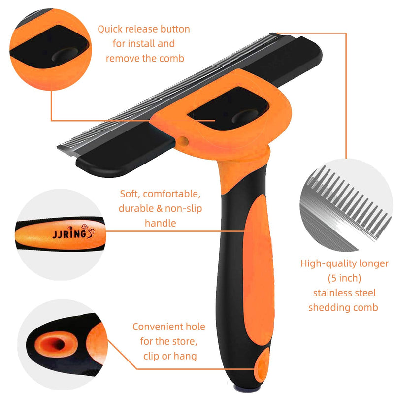 FURUISEN Dog Deshedding Brush, Desheeding Tool for Large Dogs, Short Haired Dogs Cats Brush for Removing Loose Hair, Dog Deshedder Orange - PawsPlanet Australia