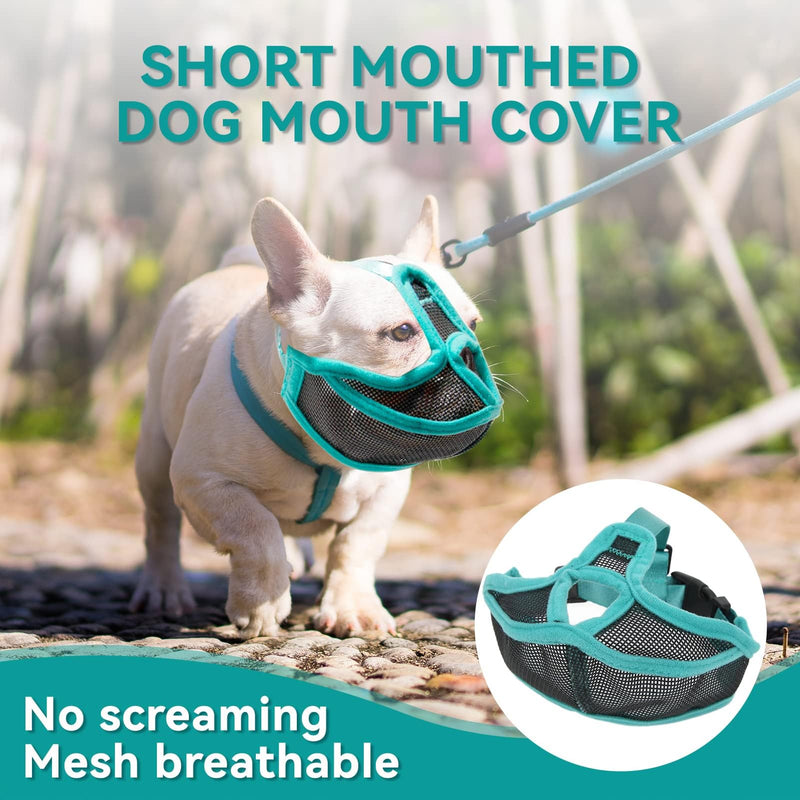 Muzzle for dogs, dog muzzle with short snout, mesh adjustable muzzle French bulldog, breathable short snout anti-bite bulldog for anti-biting, anti-bark licking S - PawsPlanet Australia