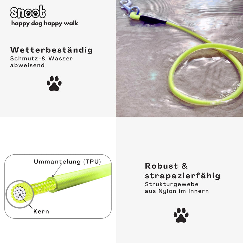5m round leash, drag leash, neon yellow, dog leash, training leash, very stable, dirt and water repellent 5 m - PawsPlanet Australia