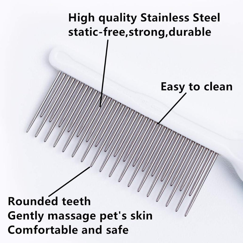 Pet Comb, Long and Short Teeth Comb for Dogs & Cats, Pet Hair Comb for Home Grooming Kit, Removes Knots, Mats and Tangles - PawsPlanet Australia