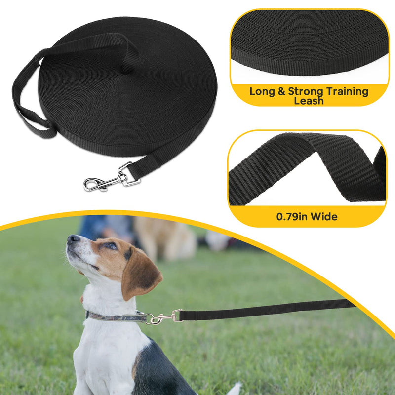 Petbobi 50ft 100ft Dog Training Leash for Obedience Recall Training, Long Leash for Dogs Outside with 360° Tangle Free and Nylon, Long Dog Leash for Playing & Camping, Hiking and Swimming, Black 50FT/Black - PawsPlanet Australia