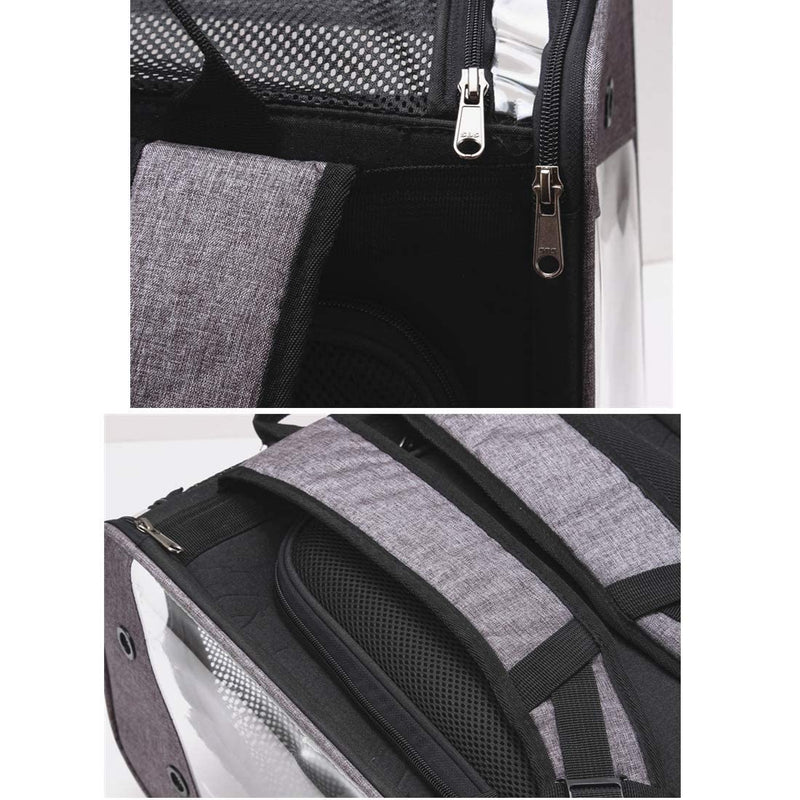 Pet Carrier Backpack for Puppy Dogs Cats 10kg - Expandable Transparent Transport Bag, Foldable Spacious Portable Top Opening Rucksack Airline Approved for Travel and Daily Use (grey) grey - PawsPlanet Australia
