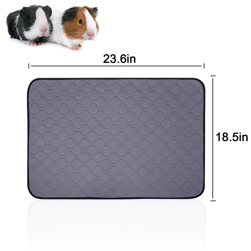 Britimes Guinea Pig Cage Liners, Washable & Anti Slip Guinea Pig Bedding Pee Pads Accessories, Absorbent Mat, Grey for Small Animals 23.6" x 18.5" 2-pcs - PawsPlanet Australia