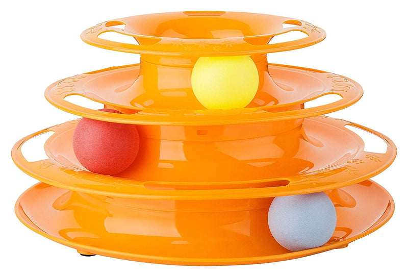 Invero Pet Cat Kitten Interactive Crazy Hunting Activity Ball Tower Disk Amusement Game Trilaminar Toy - 3 Levels and 3 Balls - PawsPlanet Australia