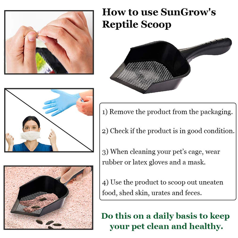 [Australia] - SunGrow Reptile Litter Scoop, 12x4 Inches, Pointed Edge, Right-Angle Designed Shovel, Deep, Anti-Scatter Sides, Prevents Infections from Manure to Pets and Humans, Easy to Clean 