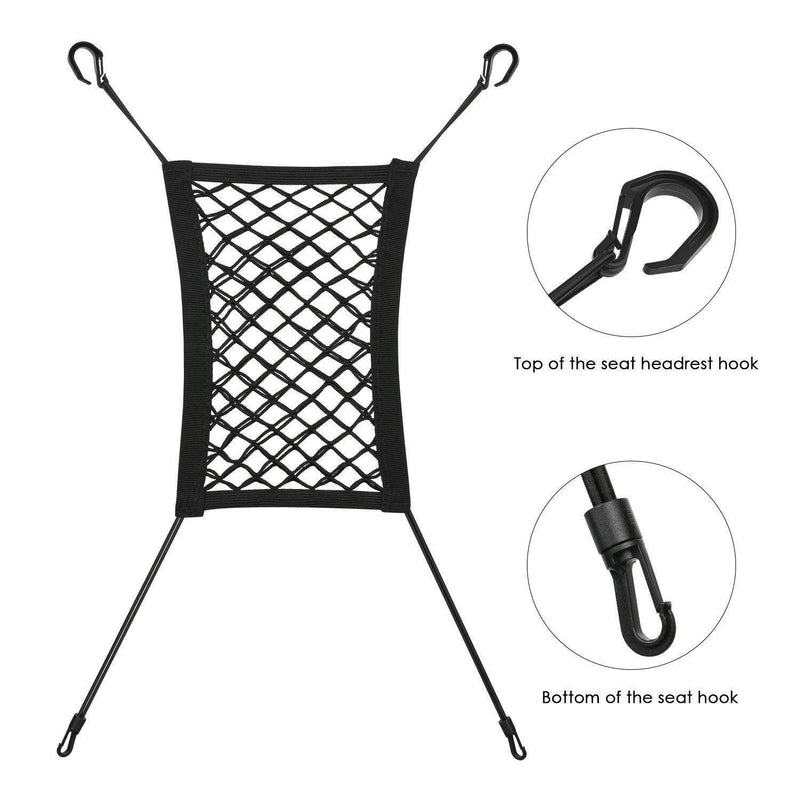 MOTYYA Car Dog Barrier 2-Layer Auto Seat Net Organizer,Universal Stretchy Storage Fine Mesh Net Disturb Stopper With Hooks suv vehicle back seat divider from Children and Pets - PawsPlanet Australia