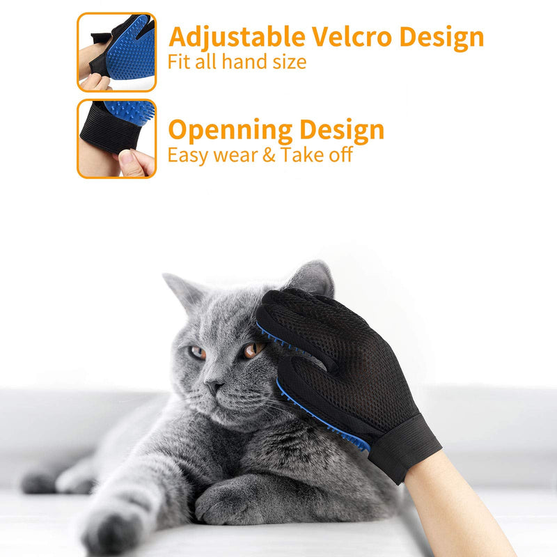 Pet Grooming Glove,Gentle Deshedding Brush Glove Efficient Pet Hair Remover Mitt,Enhanced Five Finger Design,Breathable & Comfortable for Dog,Cat,Horses with Long/Short Fur Blue - PawsPlanet Australia