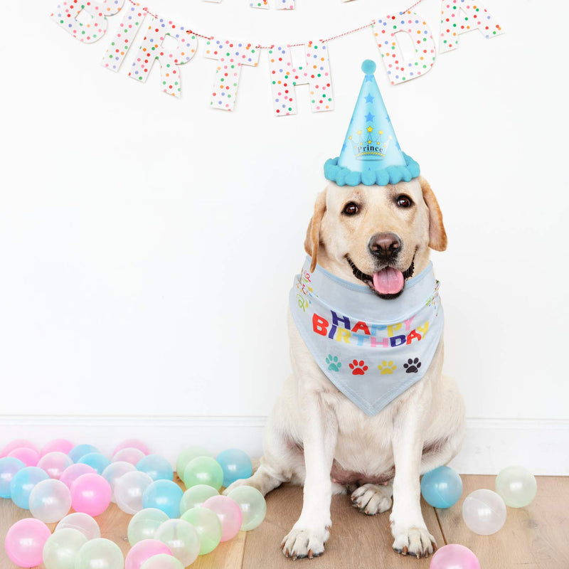 Dog Birthday Bandana, VIPITH Triangle Cotton Dog Scarf with Cute Doggie Birthday Party Hat, Great Puppy Dog Birthday Outfit, Gift and Party Decoration Set Blue - PawsPlanet Australia