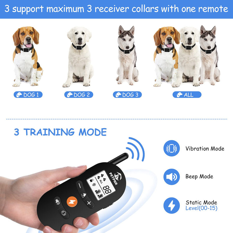 Dog Training Collar with Remote - Rechargeable Dog Shock Collar, Ecollar Dog Training Collar, w/3 Training Modes Beep,Vibration & Shock, Up to 1000Ft, 0-15 Shock Levels,IP67 Waterproof for Small Dogs - PawsPlanet Australia