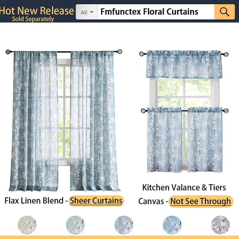 FMFUNCTEX Flax-Blend Sheer Curtains for Living-Room White Blossom Print Window Drapes 50"x 63" 2 Panels, Tan, Rod Pocket 50" x 63" - PawsPlanet Australia