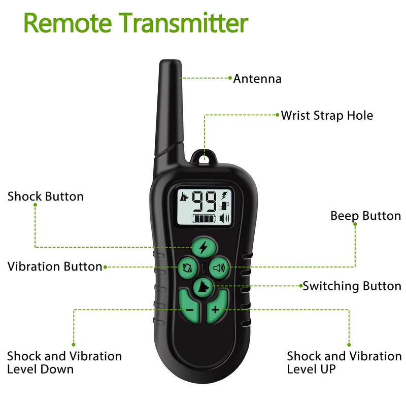 [Australia] - WILLBEST 2020 Upgraded Dog Training Collar Waterproof and Rechargeable Range 1650 Ft Shock Collar with Beep,Vibration,Shock,Tracking Light Modes Green 