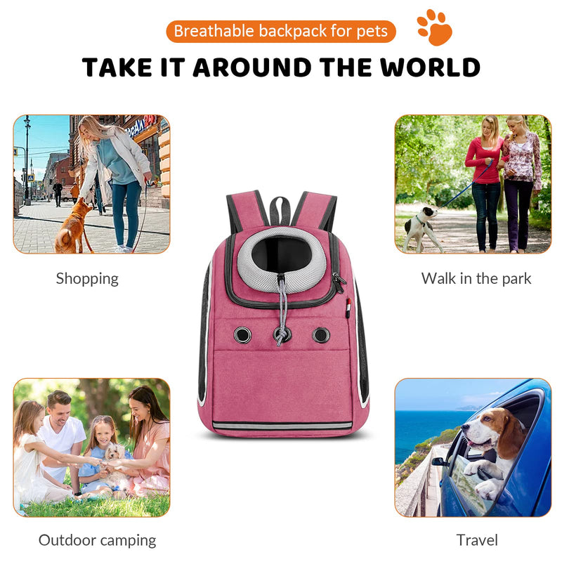 ALLSOPETS Dog Backpack Cat Carrier Bag Travel Pet Backpack Portable Breathable Rucksack Pet Bags Shoulder Bag Hiking Pet Carrying Bag for Small Dog Cats Pet Puppy Backpack Pink - PawsPlanet Australia