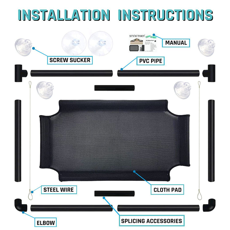 STVICTORY Cat Window Perch，Cat Hammock for Large Cat，Space Saving Cat Bed with Latest Screw Suction Cups and Soft Sandwich Mesh，Holds Up to 55lbs - PawsPlanet Australia