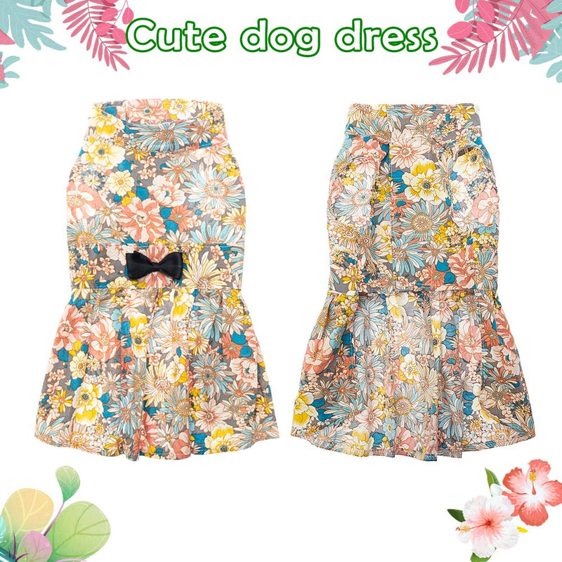 SCENEREAL Cute Flower Girl Dog Dress Pet Clothes - Beautiful Pet Puppy Skirt Full of Flower Patterns, Perfect for Daily Wear, Holidays and Taking Photos Small - PawsPlanet Australia