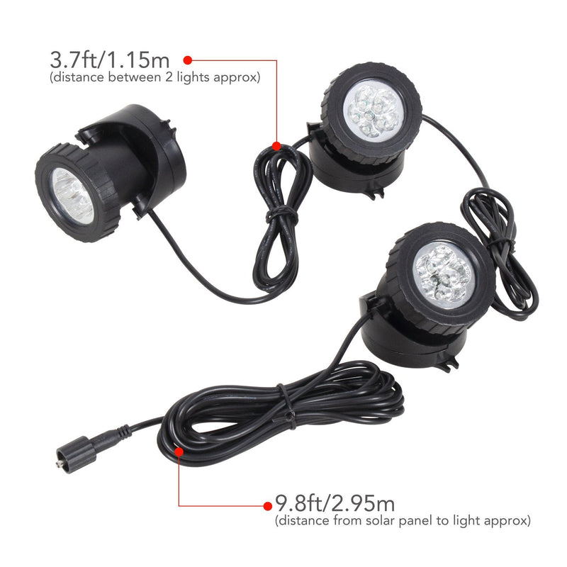 Solar Pond Lights, PHADAP Submersible Pond Light with 3 Lamps 18 LEDs Landscape Spotlight Underwater Lights IP68 Waterproof Amphibious Lighting Light for Garden,Outdoor(Long press 3S to turn on) - PawsPlanet Australia