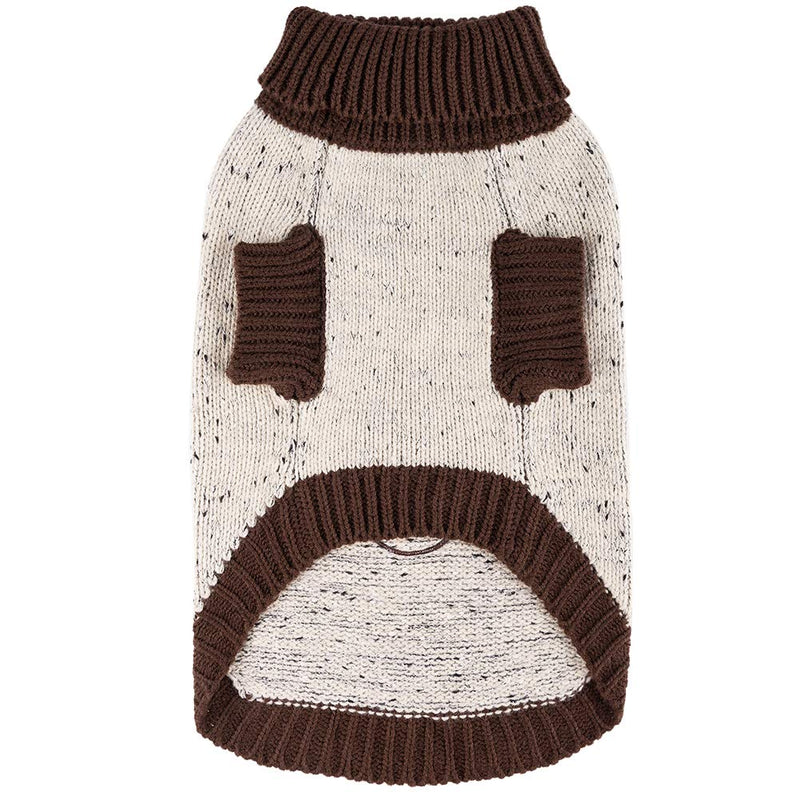 BINGPET Dog Jumpers Christmas Turtleneck Sweaters Xmas Gift Brown Bone Pattern, Puppy Winter Warm Cloth for Small Medium Large Dogs S (Pack of 1) - PawsPlanet Australia