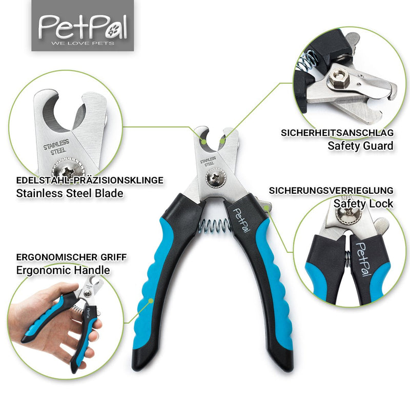 PetPäl professional claw scissors for dogs and cats in pet salon quality - claw trimmer, claw care for at home - claw care is easy and safe at home thanks to the spacer - Safety Guard S - PawsPlanet Australia