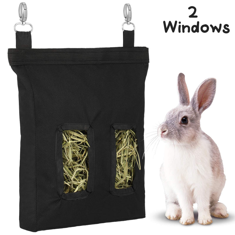 Rabbit Hay Feeder Bag Small Animal Feeding Bag Guinea Pig Hay Bag Hanging Feeder Sack for Small Animals Rabbit Guinea Pig Chinchilla Hamsters Hay Storage (Black) Black - PawsPlanet Australia