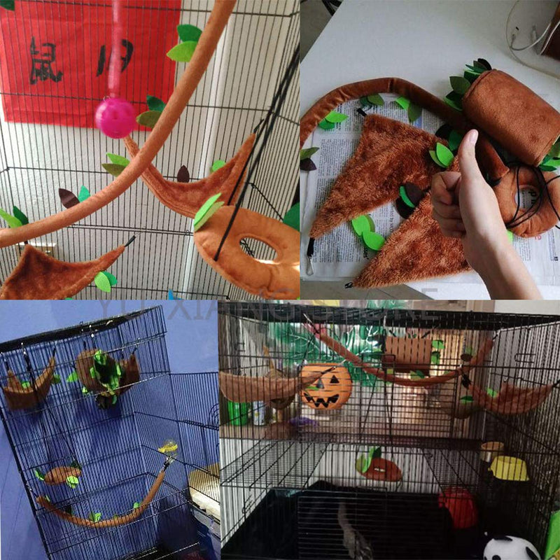 SEIS 5pcs Hamster Hanging Cage Accessories Set Leaf Wood Design Small Animal Hammock Channel Ropeway Swing for Guinea Pig Rat Birds Parrot Gerbil Sugar Glider Squirrel (5 Pcs) 5 pcs - PawsPlanet Australia