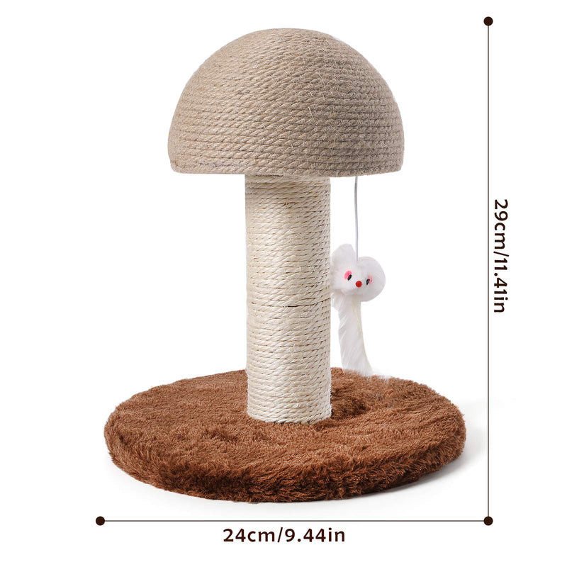 PowerKing Cat Scratching Post for Kitty, Natural Sisal Cat Scratchers,Mushroom Claw Scratching Post Pole with Hanging Mouse Cat Interactive Toys (Middle) - PawsPlanet Australia
