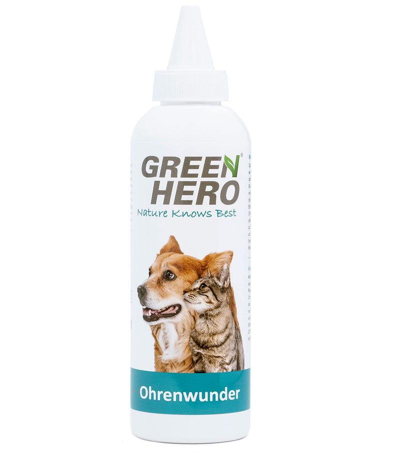 Green Hero Ear Miracle cares for the ear and supports the regeneration process for ear mites itching inflammation infections lice for dogs and cats 200ml - PawsPlanet Australia