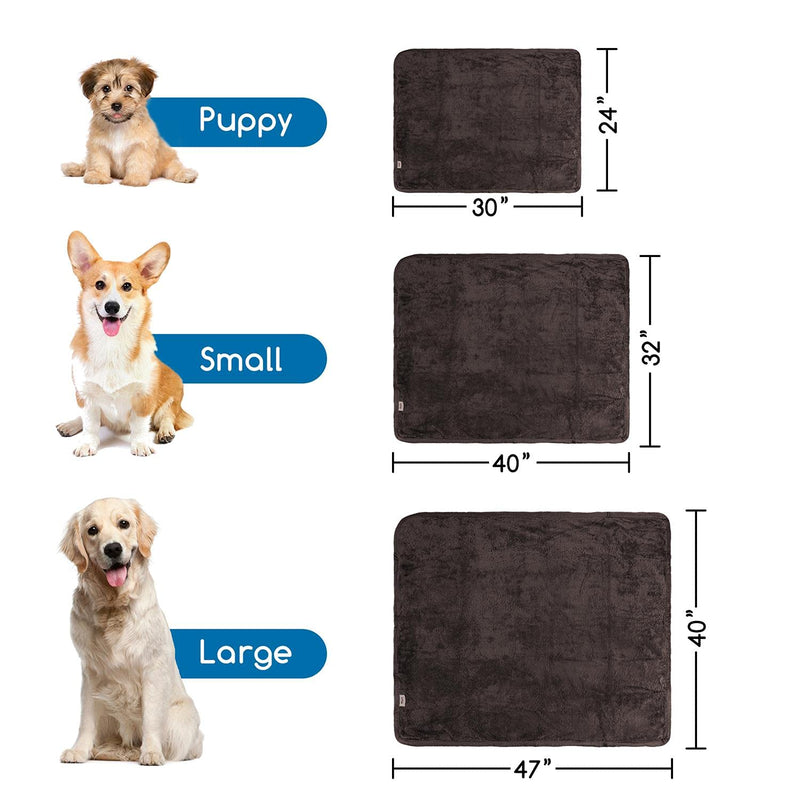 Nobleza Waterproof Dog Blanket, Super Soft Fluffy Reversible Sherpa Puppy Blanket Furniture Protector Sofa Couch Bed, Pee Urine Proof Cat Blanket for Small Medium Dogs Cats, 24" × 32" Brown 24"×32" - PawsPlanet Australia