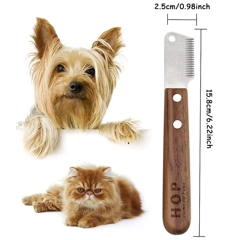 Lushly Dog Trimming Knife Pet Shaving Comb Grooming Accessories Combs Comb with Wooden Handle for Dogs Cats - PawsPlanet Australia