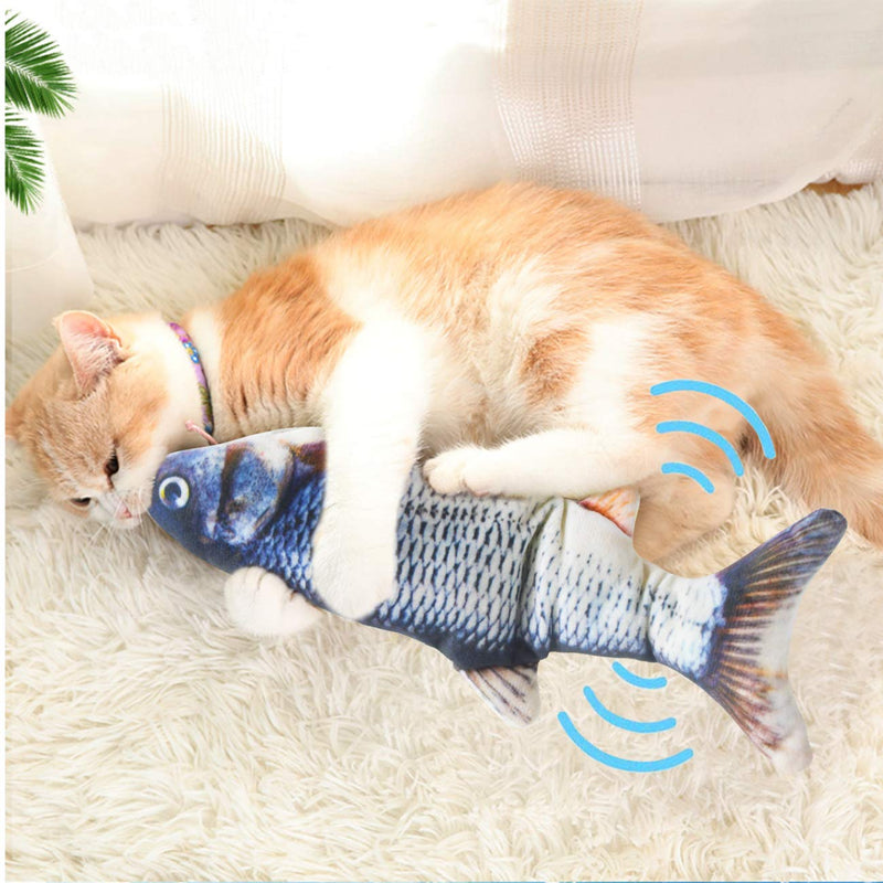 Senneny Electric Moving Fish Cat Toy, Realistic Plush Simulation Electric Wagging Fish Catnip Kicker Toys, Funny Interactive Pets Pillow Chew Bite Kick Supplies for Cat Kitten Kitty 9 Inch - PawsPlanet Australia