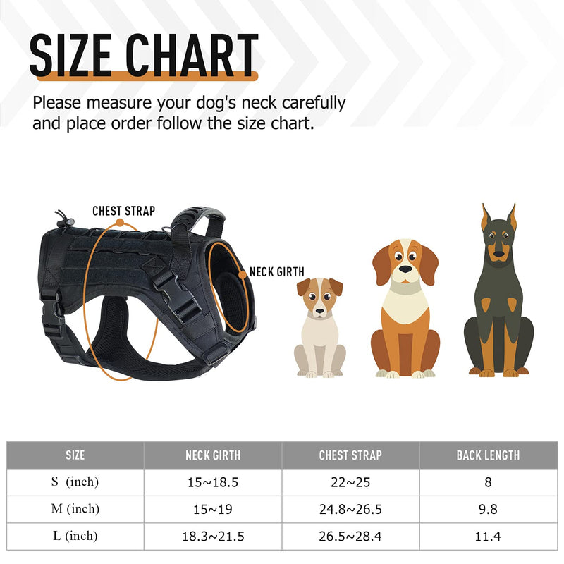 Tactical Dog Harness,K9 Military Walking Service Dog Vest Adjustable Training Hunting with Poop Bags Dispenser,Pet Bowl,Pet Car Seat Belt S black - PawsPlanet Australia