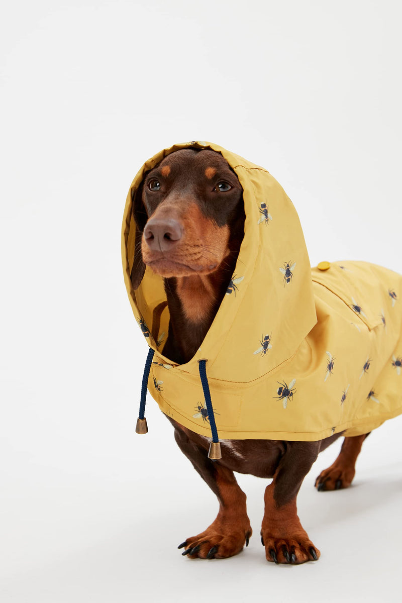 Rosewood Joules Bee Print Water Resistant, Mustard Yellow, Packaway Dog Coat Small - PawsPlanet Australia