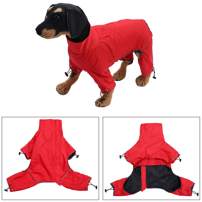 Geyecete1/2 Leg Trouser Suit,Adjustable Reflective Dog Jacket, Thick Padded Comfortable Winter Dog Coat Four Legs Coat-Red-XXL XXL (Back Length 55CM) Red - PawsPlanet Australia