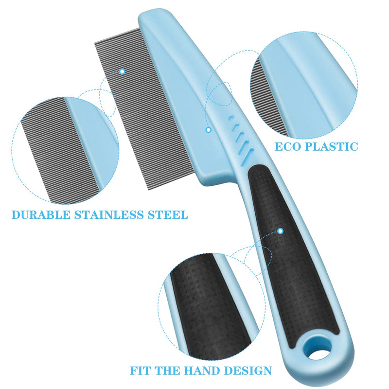 Eruinfang Cat Dog Flea Comb Pack of 2 Pet Comb Stainless Steel Lice Comb Professional Dust Comb Flea Flea Comb Lice Combs Tear Stain Remover Pet Grooming Comb - PawsPlanet Australia