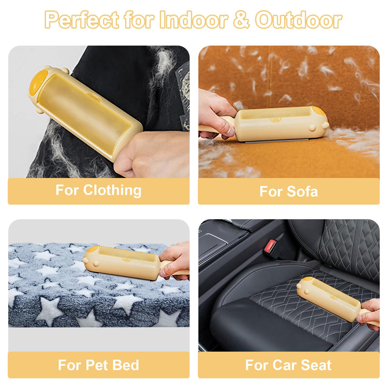 MEYDLL Pet Hair Remover Lint Roller Lint Roller for Cat Hair and Dog Hair Lint Brush Reusable Pet Hair Remover Brush for Pet Hair Dog Hair Cat Hair Lint Roller for Sofa Bed Yellow - PawsPlanet Australia