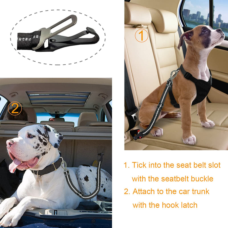 Dog Seat Belt, Universal Safety Harness for Dogs with Improved Carabiner, Adjustable Harness for Dogs with Anti-Shock Buffer (Pro) 1 Piece (Pack of 1) - PawsPlanet Australia