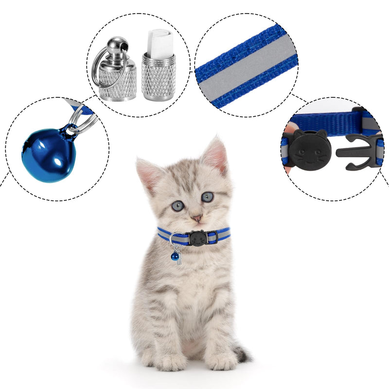 Cat collar with address tag, reflective cat collar with bell and safety clasp, adjustable cat collars for cats, puppies, pack of 12 - PawsPlanet Australia