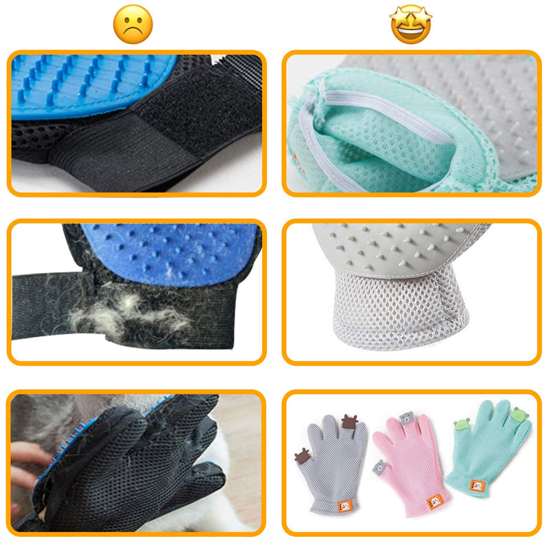 [Australia] - FURBB Pet Grooming Glove - Cat Dog Gentle Deshedding Brush Glove - Efficient Pet Hair Remover Massage Mitt - Enhanced Five Finger Design Perfect for Long Short Fur, Right Hand Pet Bathing Grey 