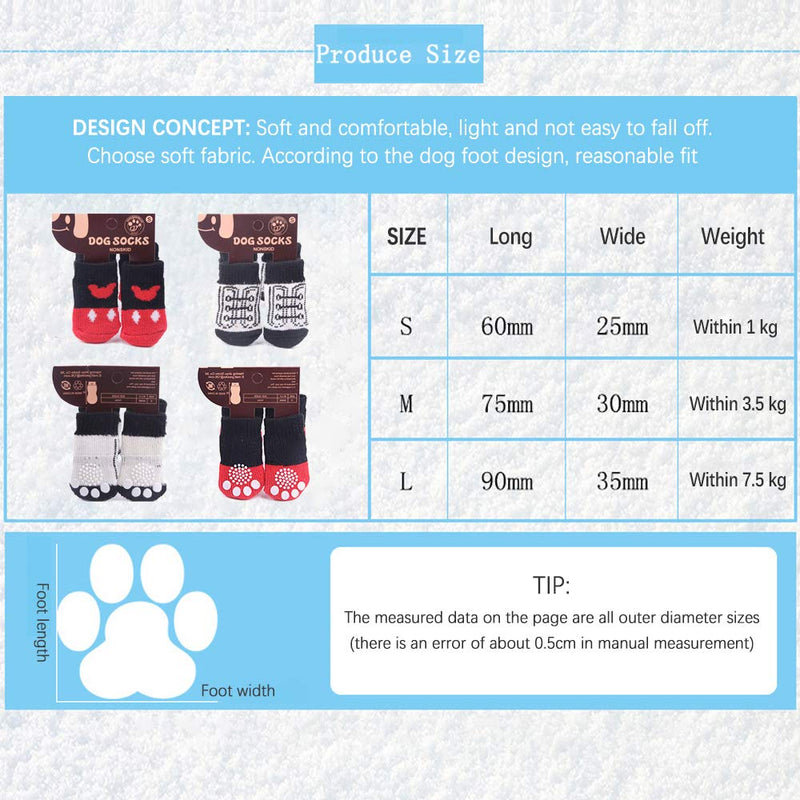Mokinga Paw Dog Boots, Dog Boot, 8PCS Non-slip Dog Socks with Drip Plastic Soft Bottom for Indoor Wear and Traction Control, Cute Pet Socks Suitable for Pets within 4-8kg(L) 90 x 35mm - PawsPlanet Australia