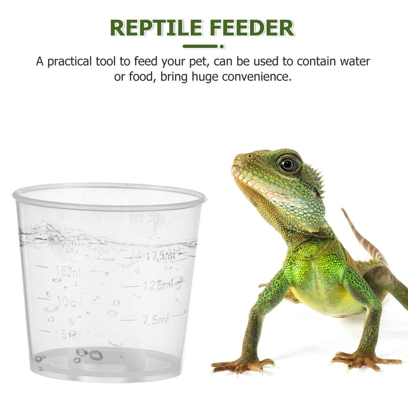 Balacoo 20Pcs Gecko Food and Water Containers Measuring Cup Reptile Feeder Gecko Feeder Ledge Bowl for Food Water Feeding Tortoise Lizard Transparent 20ml - PawsPlanet Australia