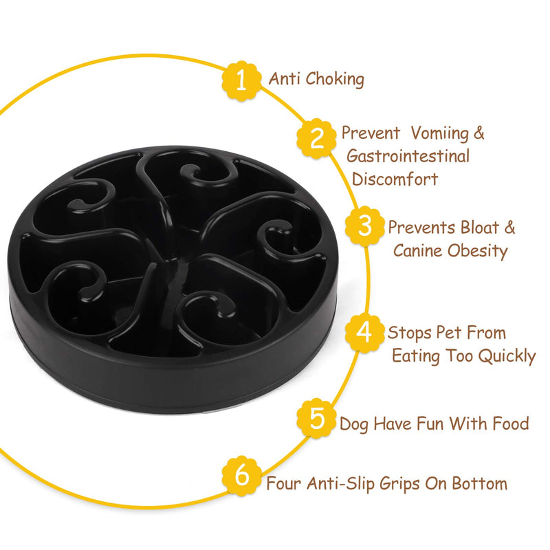 JASGOOD Slow Feeder Dog Bowl New Arriving Feeder for Fun Slow Feeding Interactive Bloat Stop Dog Bowls 1-Black - PawsPlanet Australia