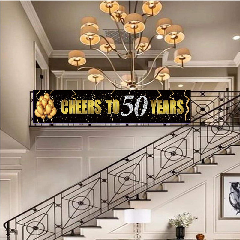 Gyzone Cheers to 50 Years Banner,Large Xmas Sign,Huge Xmas House Home Outdoor Party Decorations for 50 Years (Cheers to 50 Years) - PawsPlanet Australia