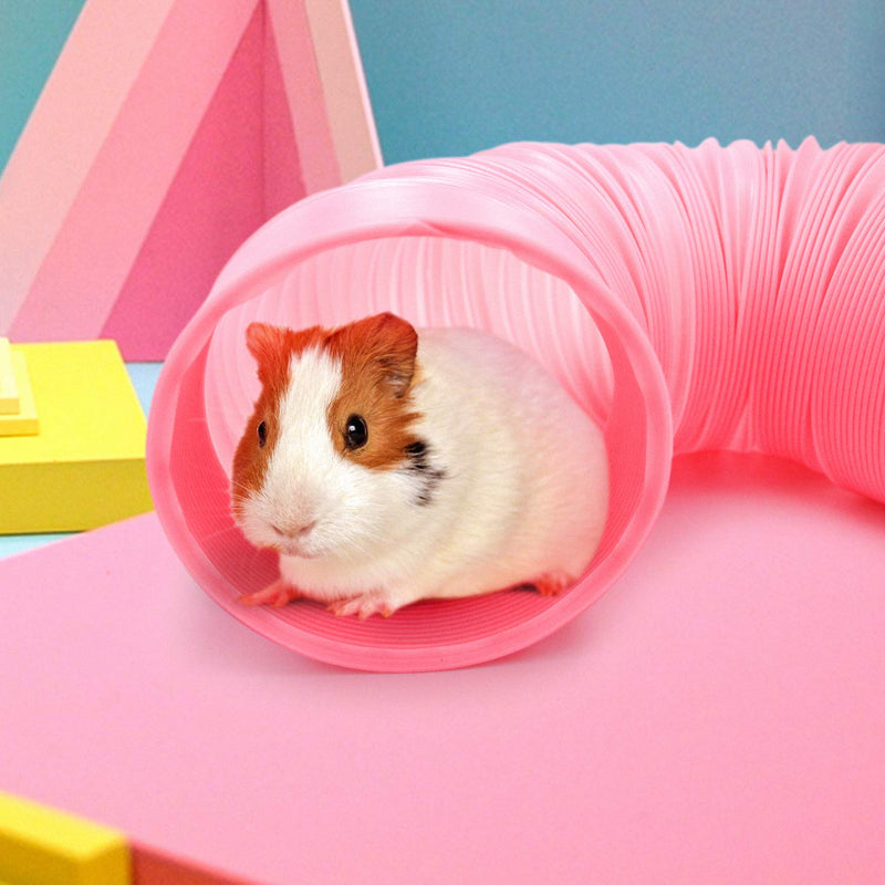 [Australia] - Small Animal Play Tunnel with 3 Pack Play Balls and Apple Sticks, Collapsible Plastic Guinea Pigs Tube, Fun Pet Tunnel Hideway for Guinea Pigs Chinchillas Rats and Dwarf Rabbits OD-3.9inch 