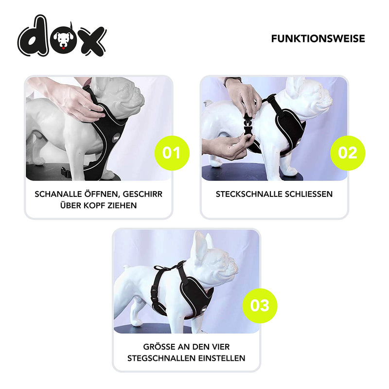 DDOXX Dog Harness, Reflective, Adjustable, Escape-Proof | Chest harness for small, medium-sized | Dog Harness Dog Cat Puppy Car | Cat Harness Puppy Harness | Yellow, S NECK: 20-28 cm | CHEST: 32-44 cm - PawsPlanet Australia