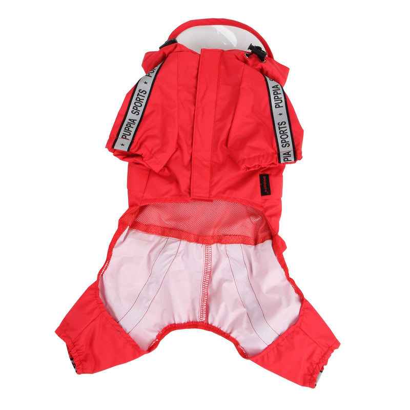 [Australia] - Authentic Puppia Race Track Hooded Jumpsuit, Red, Small 